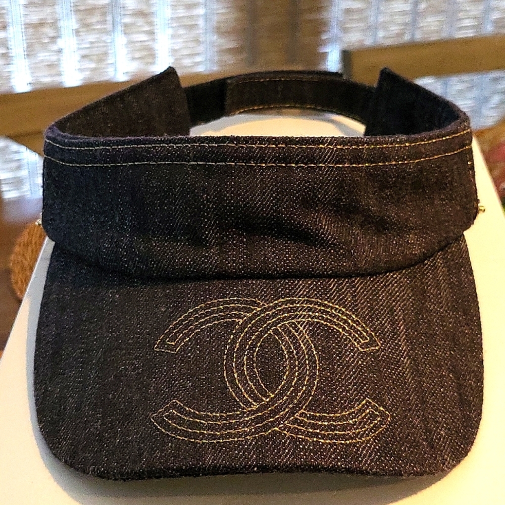 🛑 SOLD Chanel denim visor hat